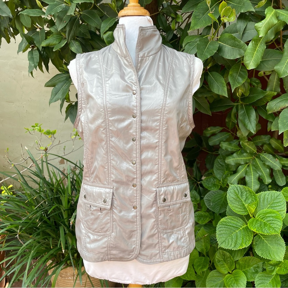 Japanese Brand Rue de Bac Vest Silver Grey Metallic - Picture 2 of 14